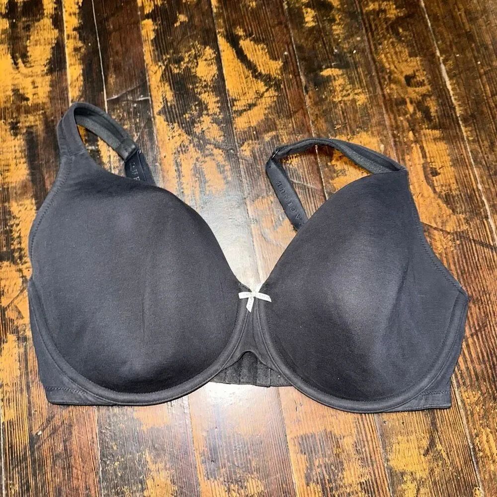 Cacique black jersey knit lightly lined full coverage 38F bra